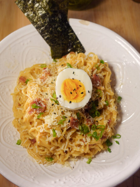 spicy miso ramen carbonara